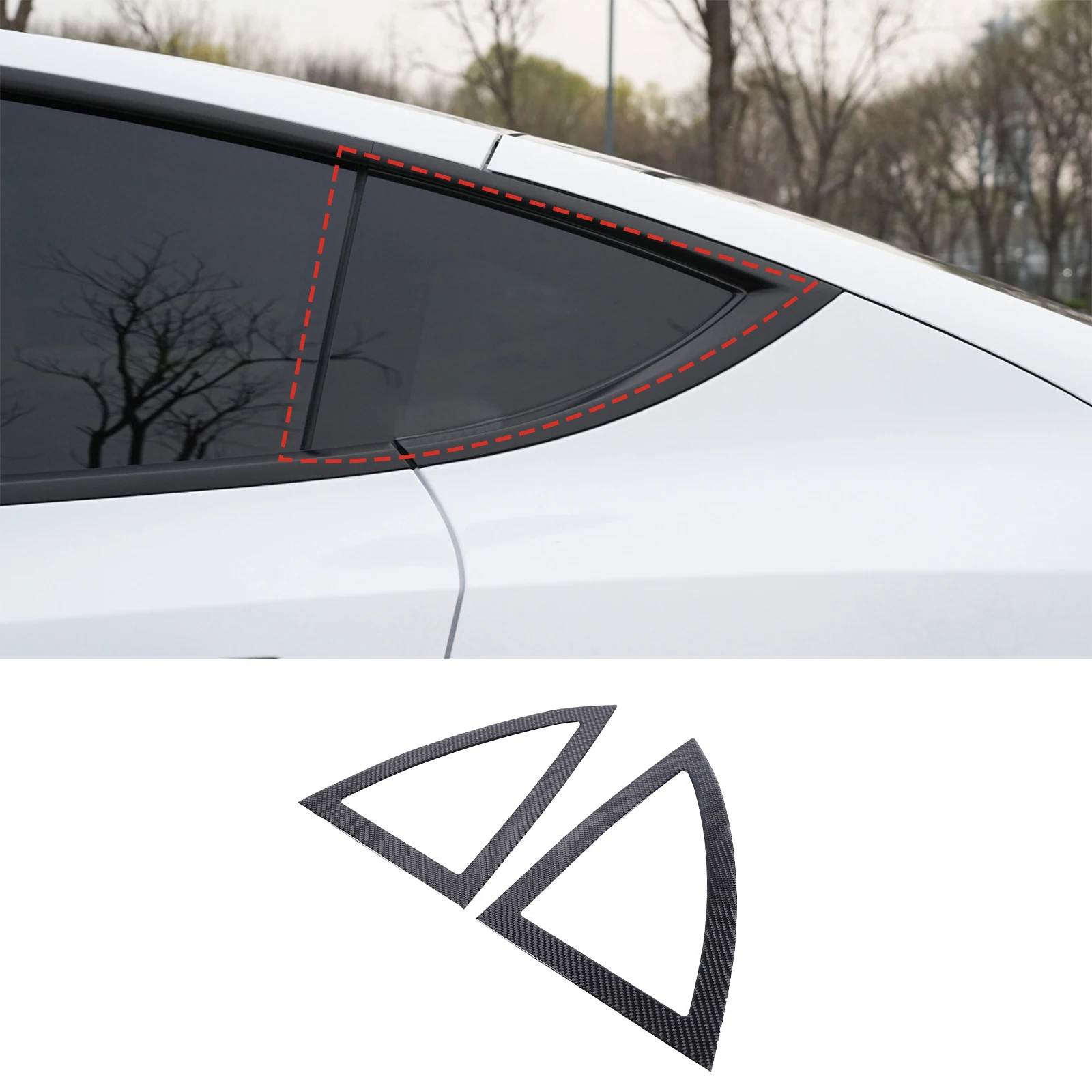 For Tesla Model 3 Y 2021-2022 Soft Carbon Fiber Car Rear Window Louvers Triangle Trim Panel Auto Exterior Accessories