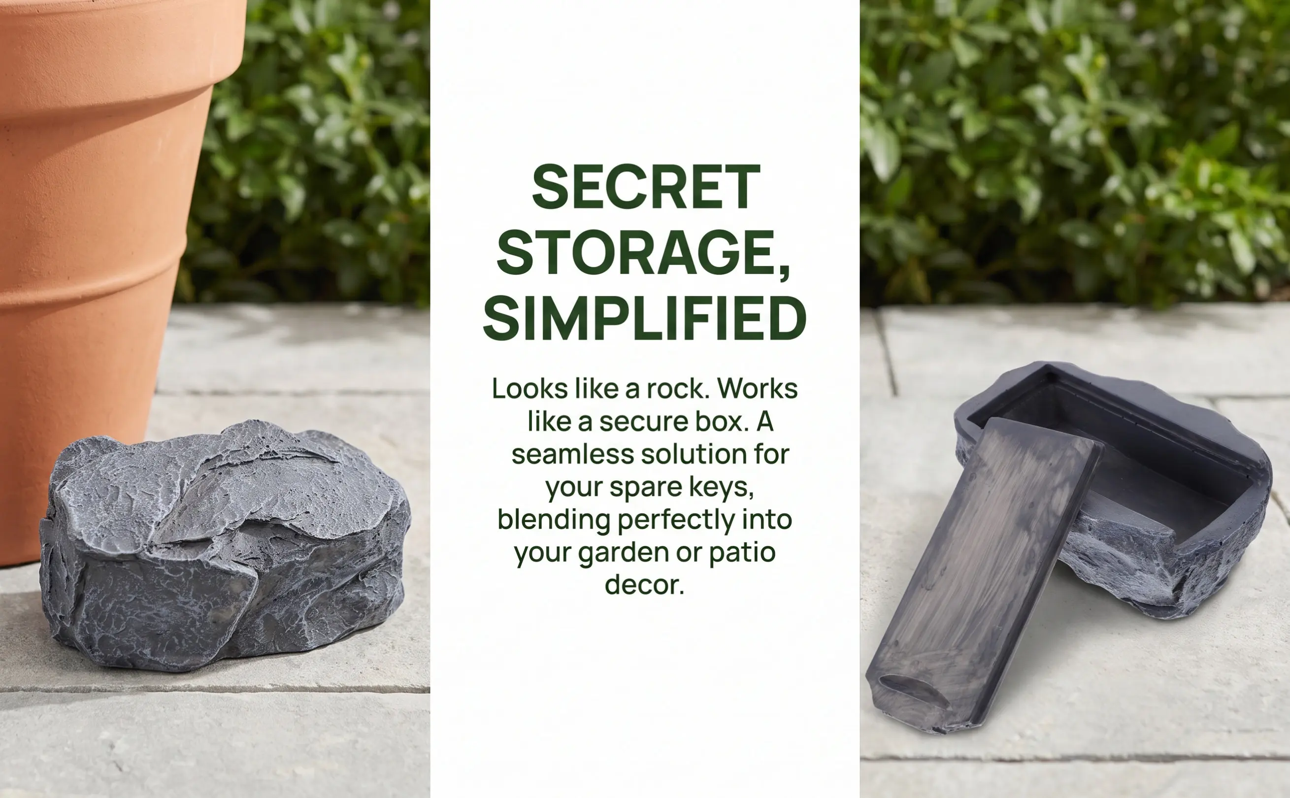 Garden Key Holder Simulation Stone Decor Resin Outdoor Key Hider Hidden Storage Box for Keys Security Functional Decor