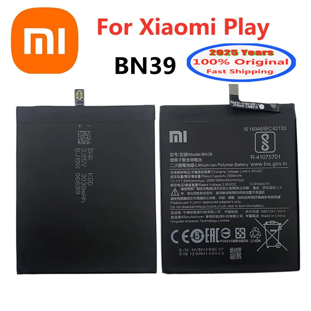 2025 Years Xiao mi 100% Orginal Battery BN39 For Xiaomi Mi Play MiPlay BN39 Phone Battery Bateria 3000mAh In Stock