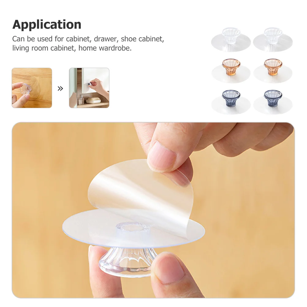 6 шт. Прозрачные ручки для шкафа, самоклеящиеся