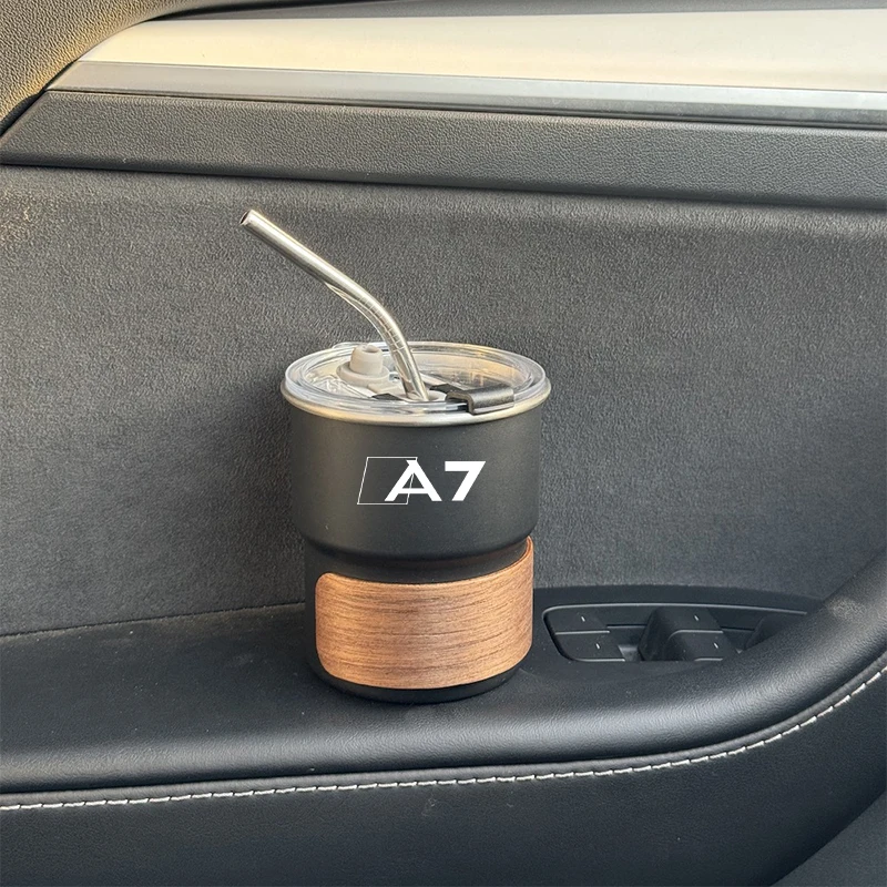 300ML Anti-Scald Car Drinking Cup Stainless Steel Coffee Beverage Cup For Audi A7 sportback 4G C8 C7 RS7 Accessories