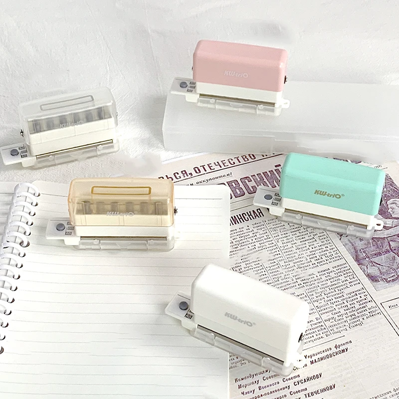 6-Hole Multi-Function Punch- Round Hole Puncher for B5 Loose-Leaf Notebooks Compact & Portable Binder Paper Punch