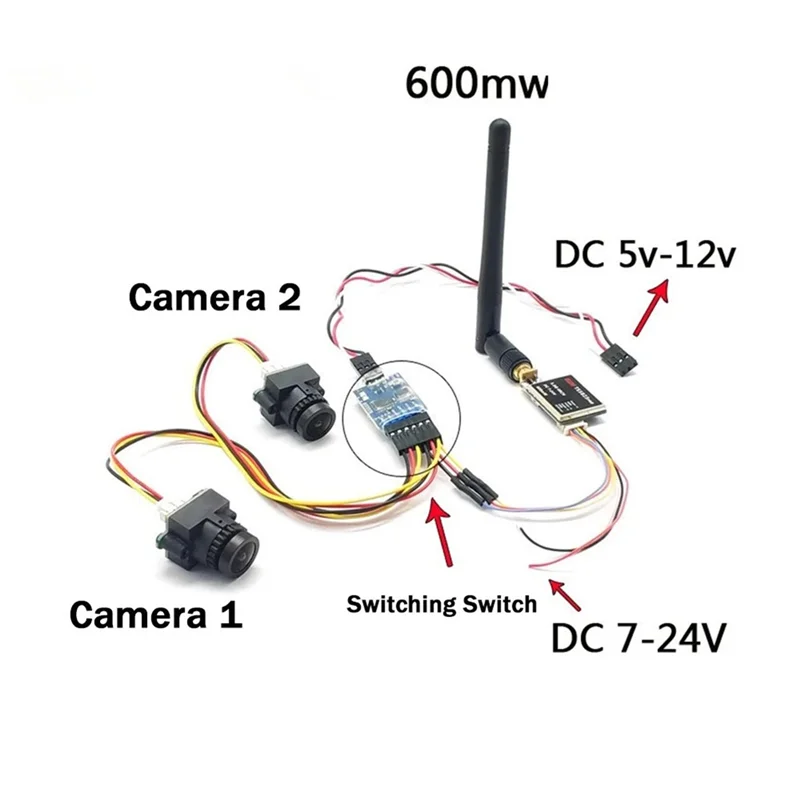 -A25M For FPV Traverse Camera Two Way Three Way Video Switcher Electronic Switch Remote Control Switching Video Module Easy Inst