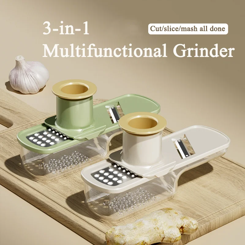 Mini 3in1 Garlic Ginger Grinder Kitchen Gadget Garlic Grinder Manual Garlic Press Kitchen Tools for Crushing Spices Herbs Garlic