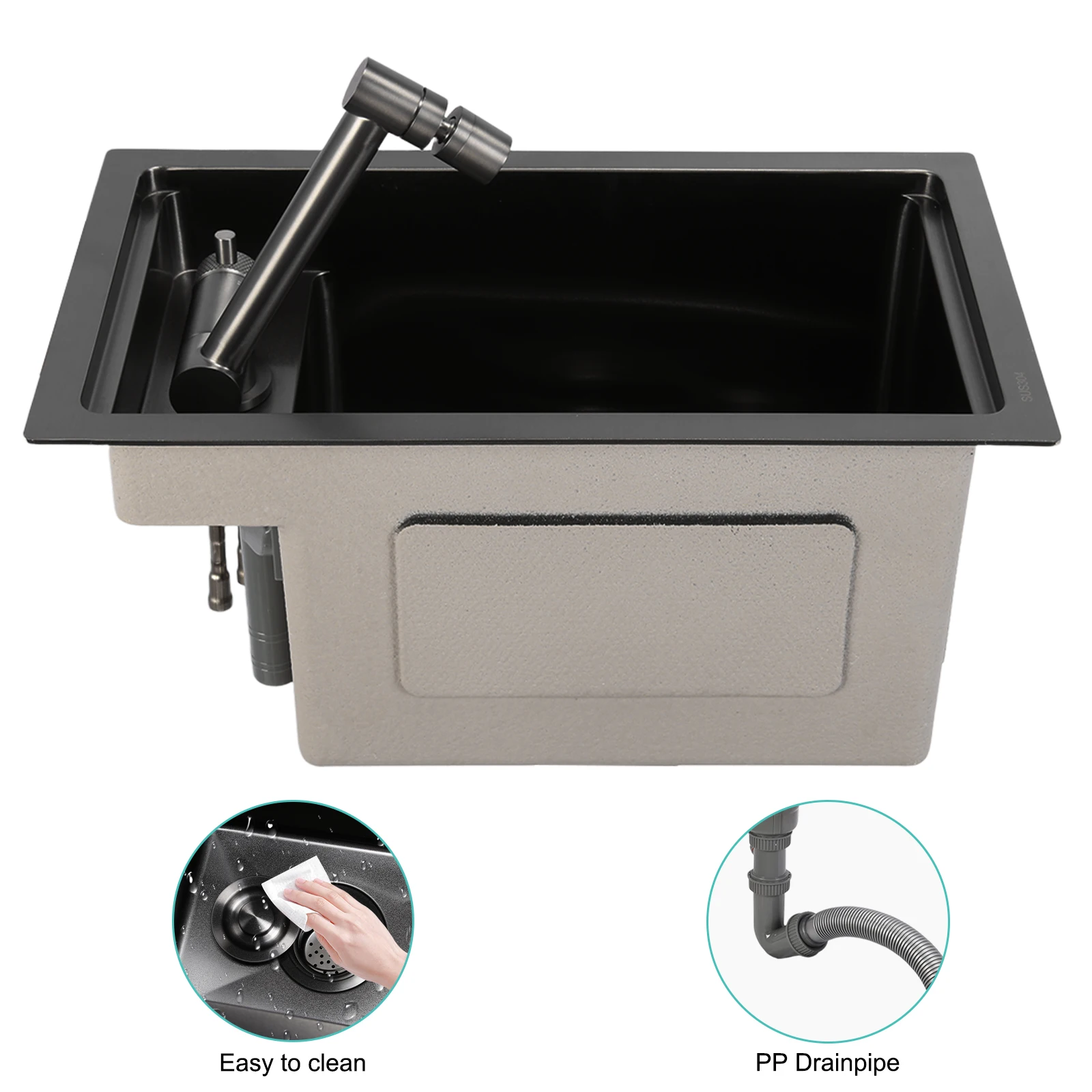 

Bar Sink with Foldable Faucet Small Kitchen Sink Stainless Steel Wet Bar Sink for Laundry Wet Bar Prep Office Outdoor Yard
