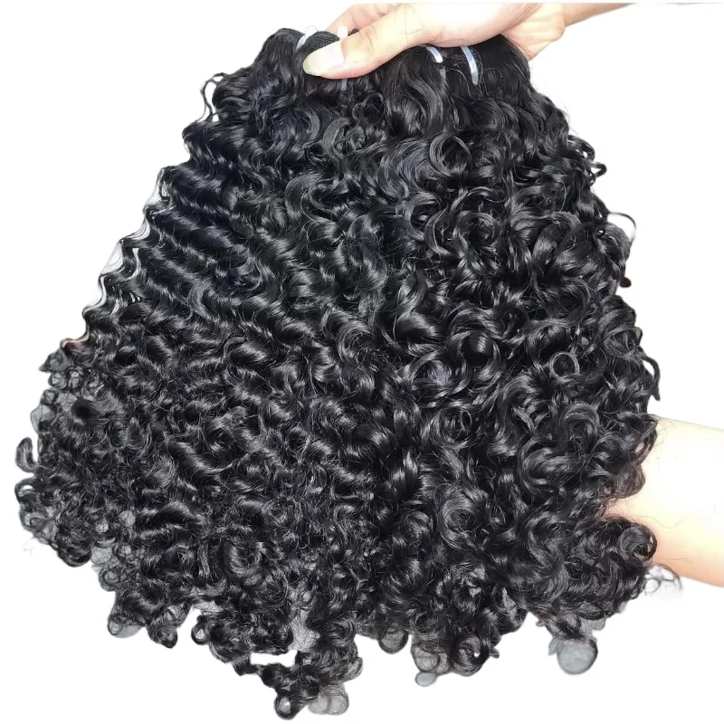 

Summer curly human hair unprocessed without shedding raw Cambodian real hair double weft bundle