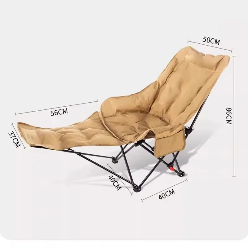 Ultra-light outdoor portable moon chair folding adjustable lounge reclining camping chair with ottoman