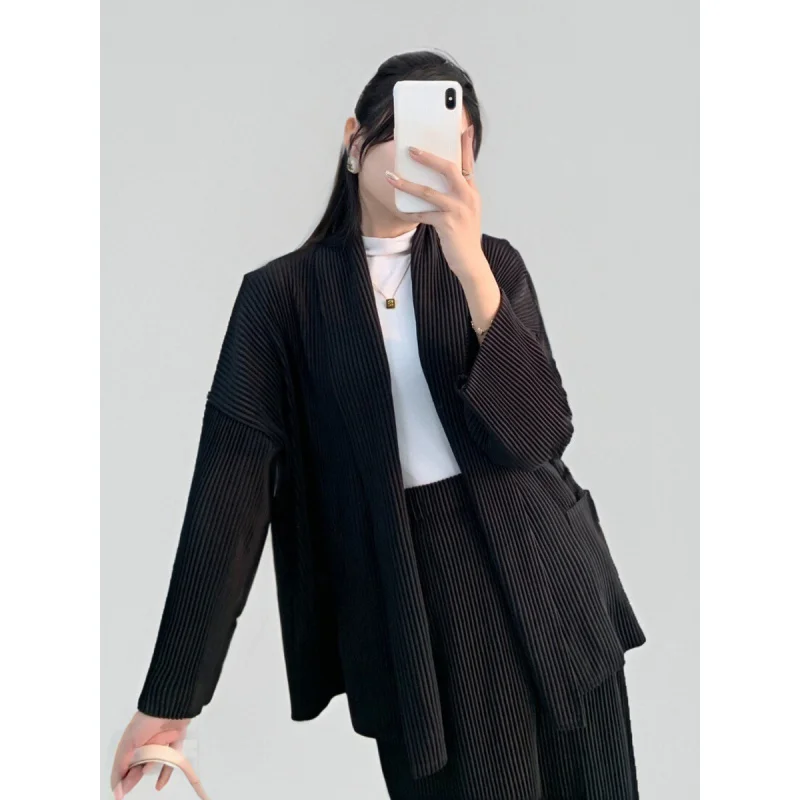 Completo plissettato da donna in 2 pezzi Miyake – Giacca ampia + gonna slim |    Set autunno inverno Y241018 ZSJ.