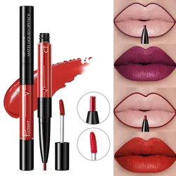 Pudaier 2 in 1 Velvet Mist Combined Double Lipgloss Lipliner Pencil Waterproof Long Lasting Lip gloss Pigment Lip Liner Pen