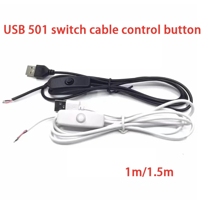 1-5PCS LED Strip USB Connector Cable Extension 2 Pin Power Supply Wire On/Off Switch Electrical 5V Wire For LED Lighting 1.5M/1M