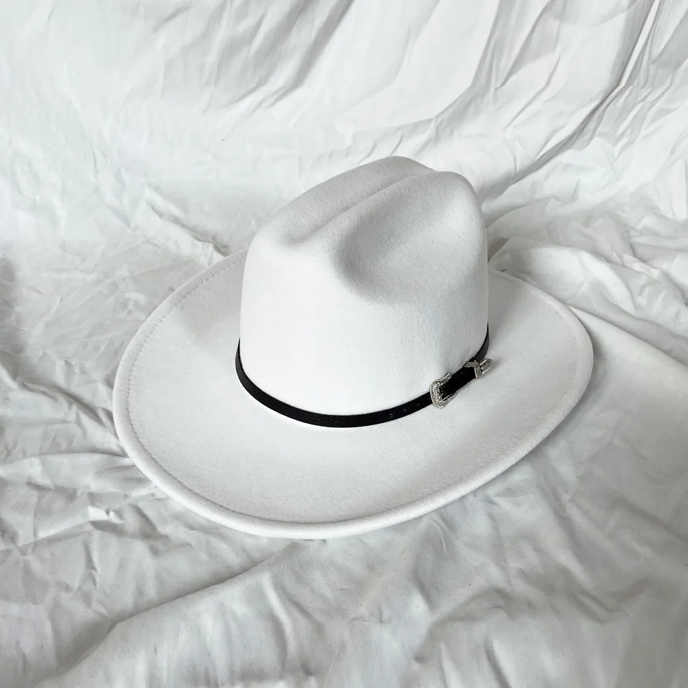 Vintage Western Cowboyhoed Voor Heren Gentleman Lady Jazz Cowgirl Met Leer Brede Rand Cloche Kerk Sombrero Hombre Caps