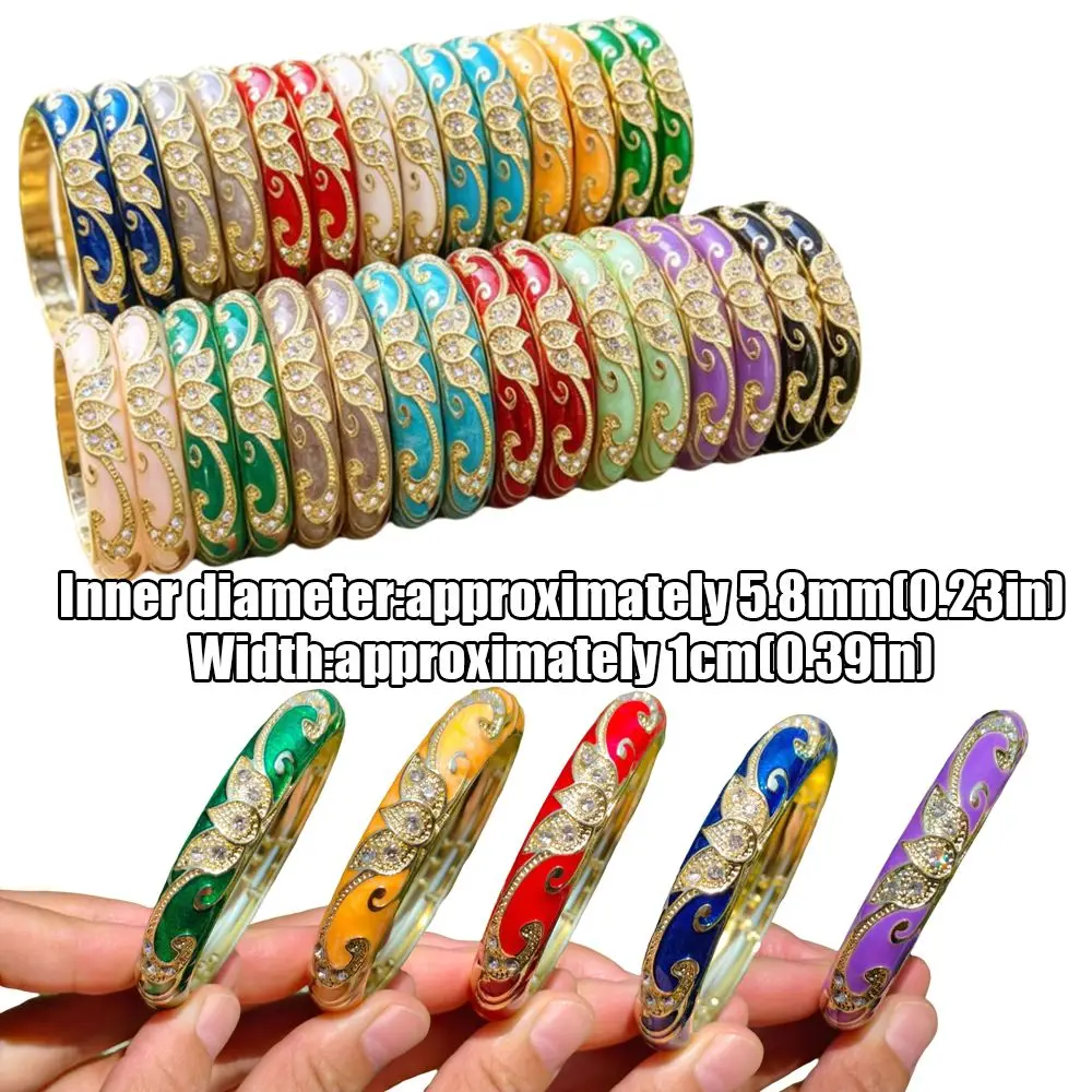 1cm Crown Cloisonne Bracelet Colored Dropper Oil Crown Colored Dropper Oil Bangle Classic Ethnic Women's Hand Bracelet