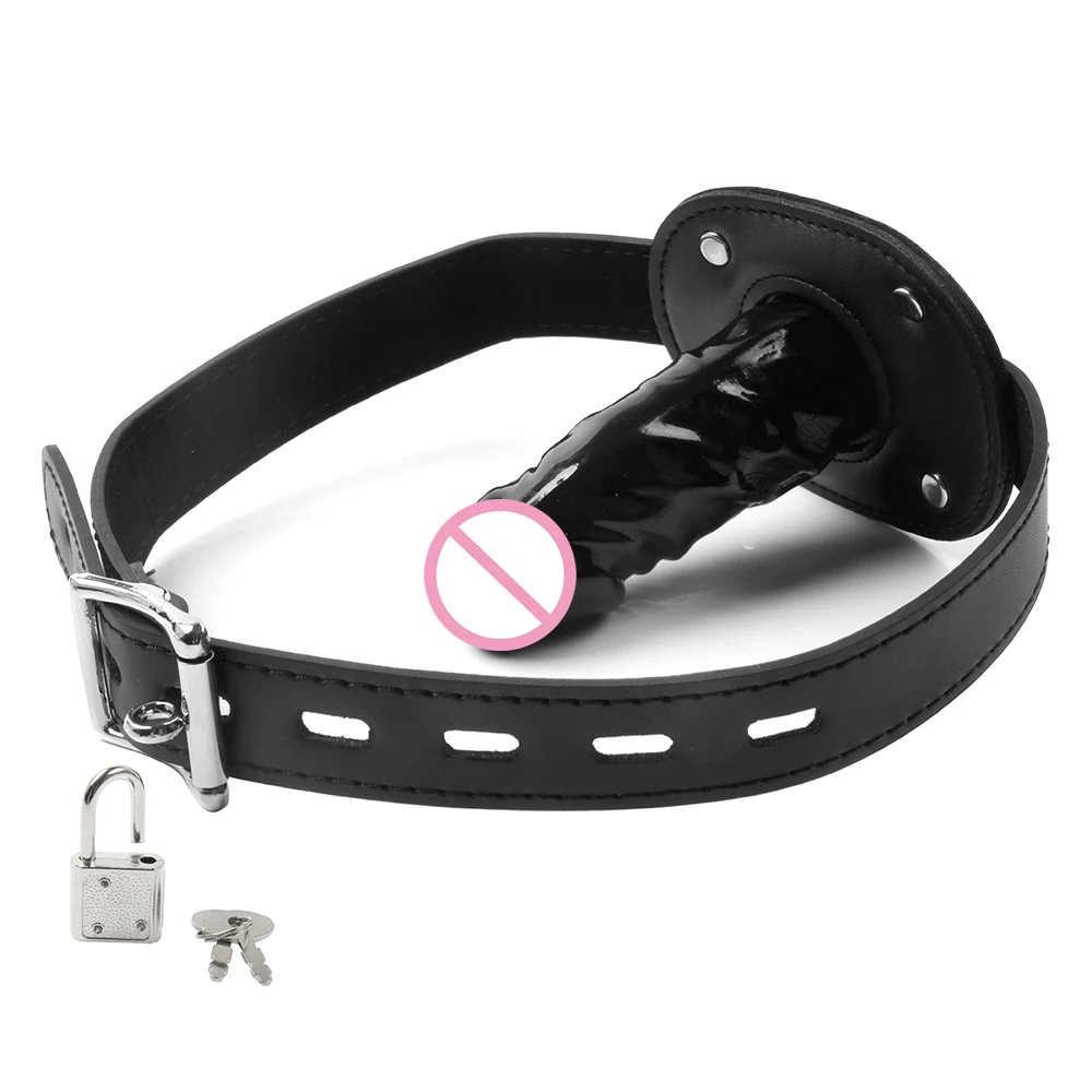 Locking Belt Dildo Mouth Gag BDSM Gag Blow Job Training Bondage Harness Sex Adult Supplies Products Fetish Toys For Couples