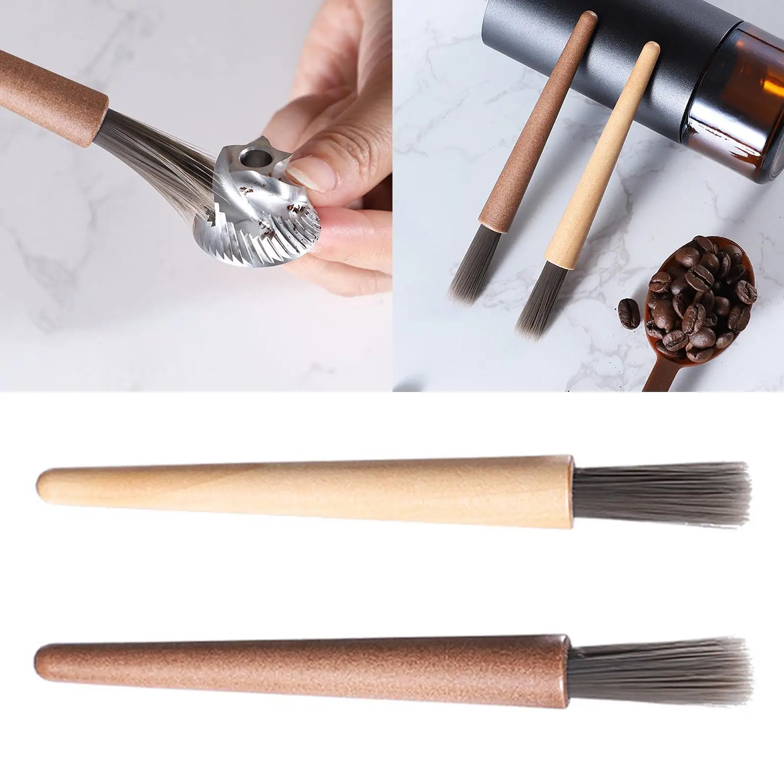 Coffee Brush Wooden Handle Compact Portable Professional Espresso Brush for Home
