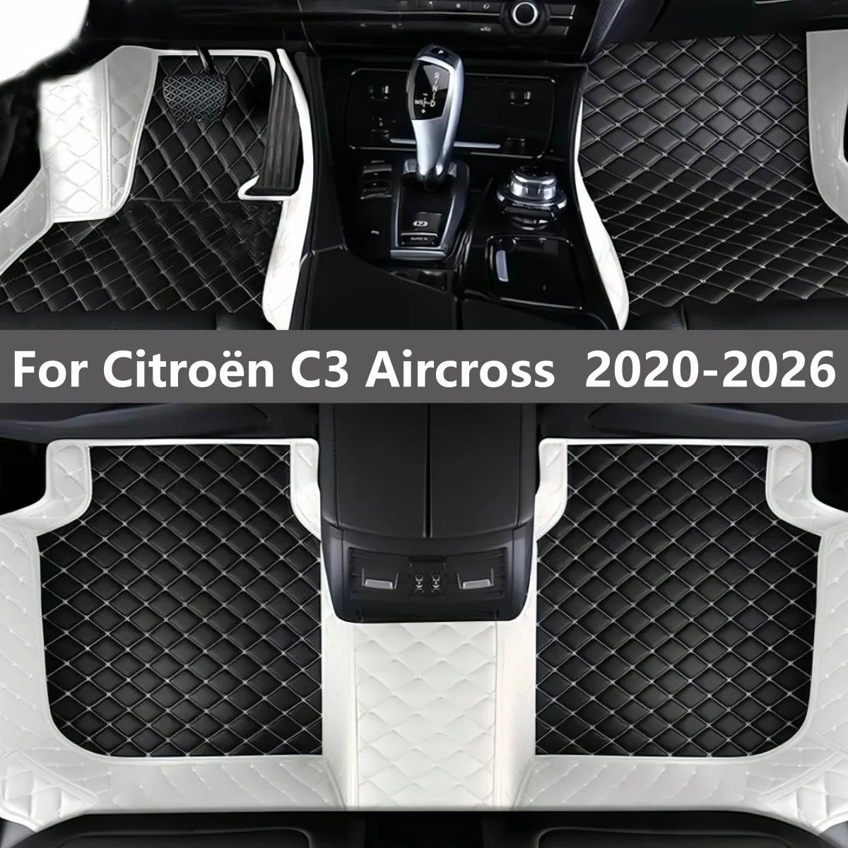 Car Floor Mats Custom Fit For Citroën C3 Aircross 2020 2021 2022 2023 2024 2025 2026 Vehicle Leather Foot Carpet Pads Full Set