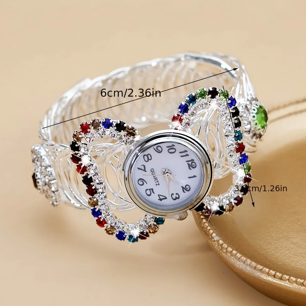 Women\'s Watch Baroque Rhinestone Quartz Cuff Bangle Watch Butterfly Shaped Analog Party Dress Wrist Watch