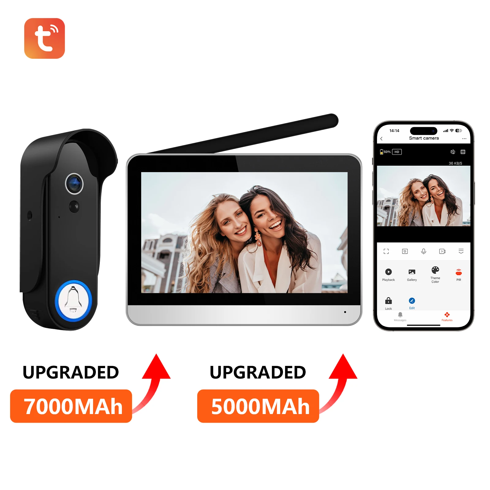 Smart Waterproof Wireless Wifi Video Doorbell Smart Video Door Phone With Touch Screen System Color Camera Duplex Intercom