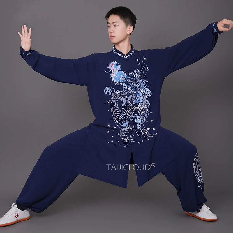 Contemporary Zen Tai Chi Suits | Women's Phoenix & Men's Dragon Kung Fu Uniform - Silk-Linen Baduanjin Practice Wear - Image 5