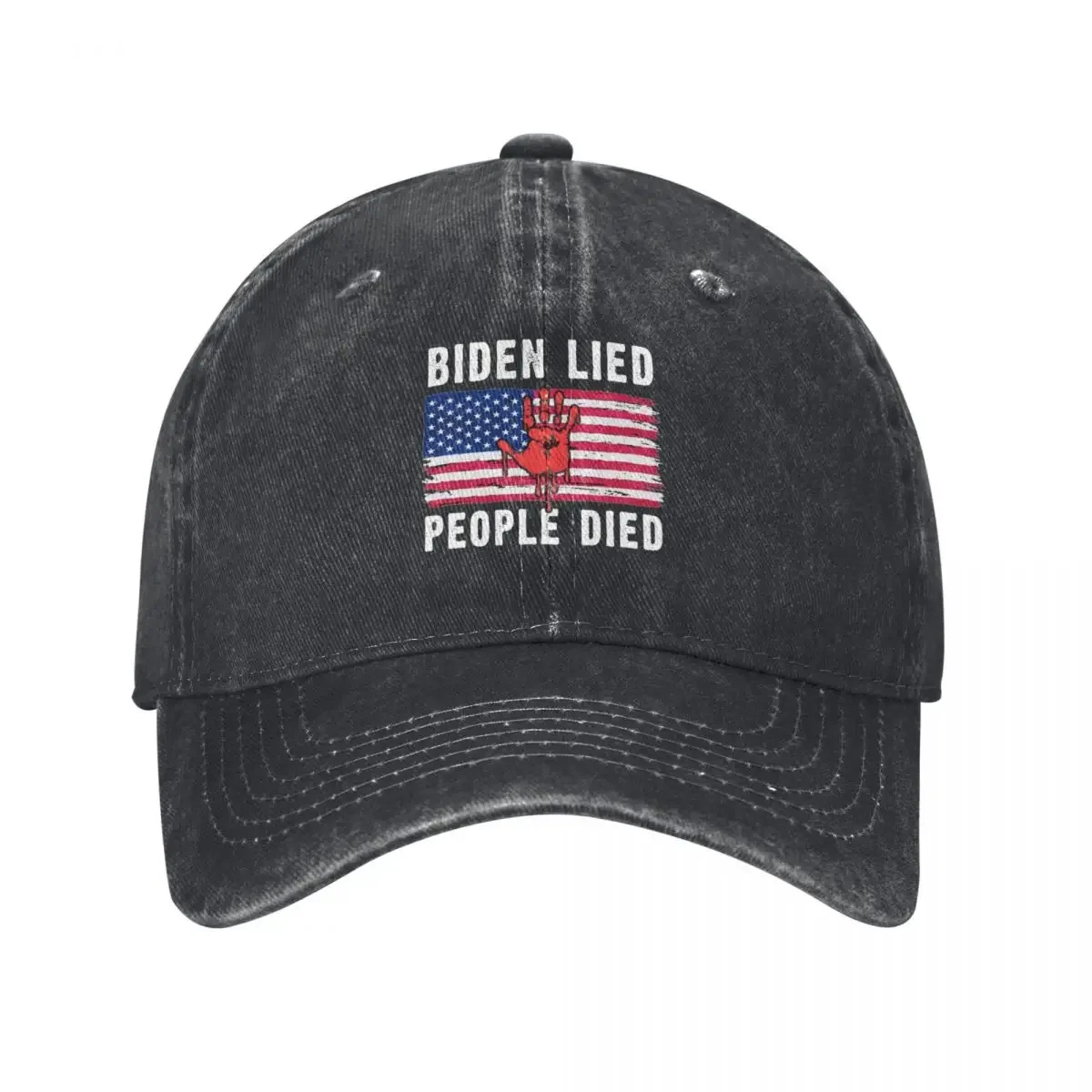 

Biden Lied People Died USA Flag Impeach biden now Baseball Cap Custom Cap Streetwear Hats Woman Men's