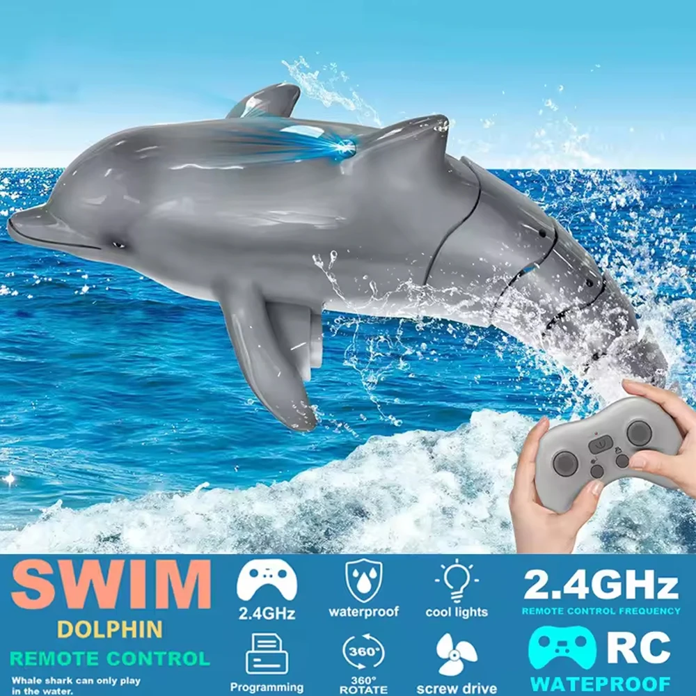 RC Dolphin 2.4G Remote Control Simulation Animals Boat Toy Electric Radio Controlled Ship Water Outdoor Toys for Kids Boys Gifts