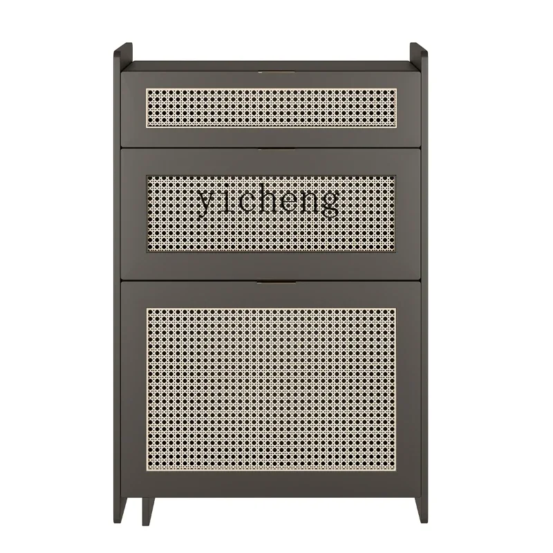 

Zc Simple Rattan Ins Retractable Entry Door Entrance Cabinet Locker Storage Cabinet Woven Cabinet Modern Solid Wood