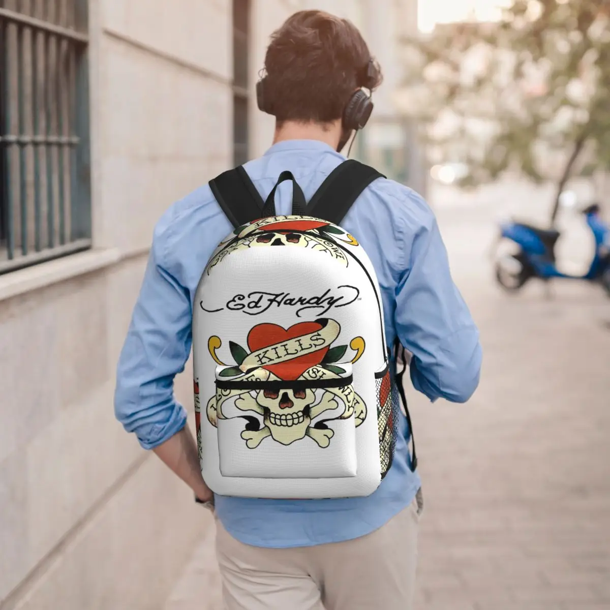 Image of Ed Hardy Love Kills Slowly Rucksack für Jungen und Mädchen, Büchertasche für Kinder, Schultasche, Laptop-Umhängetaschen für Männer und Frauen