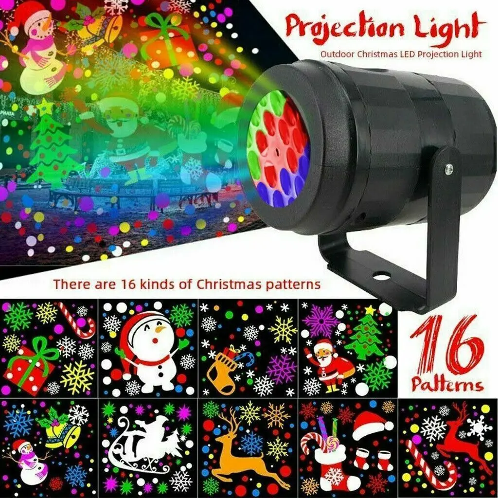 

Indoor Snowflake Projection Lamp Multi-pattern Christmas Decoration Lights Colorful Rotating Laser Spotlights Festival Atmospher