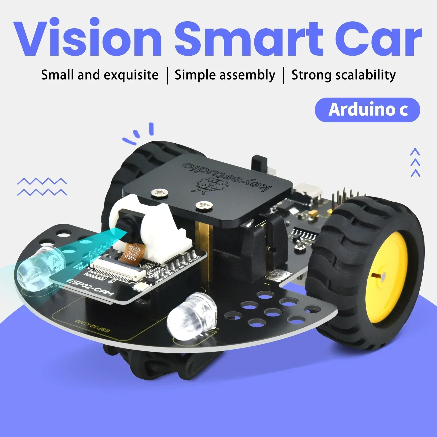 Keyestudio Vision Smart Car With Camera For Arduino ESP32-CAM Video Robot Car Based On ESP32-CAM Module And Wi-Fi Module DIY Kit