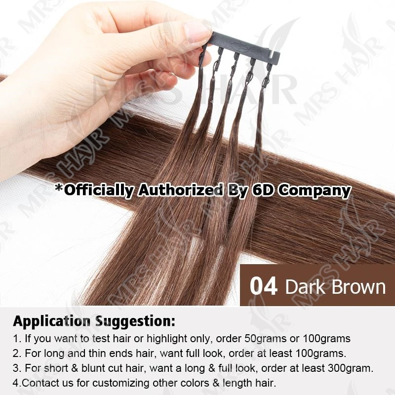 MRS HAIR Estensioni dei capelli 6D Capelli umani Non Remy 6D2 Estensioni dei capelli Micro minuscole punte metalliche invisibili Legami alla cheratina