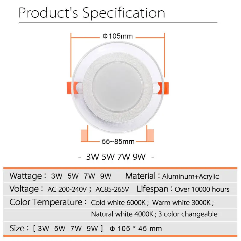 4 sztuk światło przewodnik LED Downlight 3W 5W 7W 9W 12W 15W 18W Panel akrylowy światła sufitowe podtynkowe lampy o wysokiej jasności