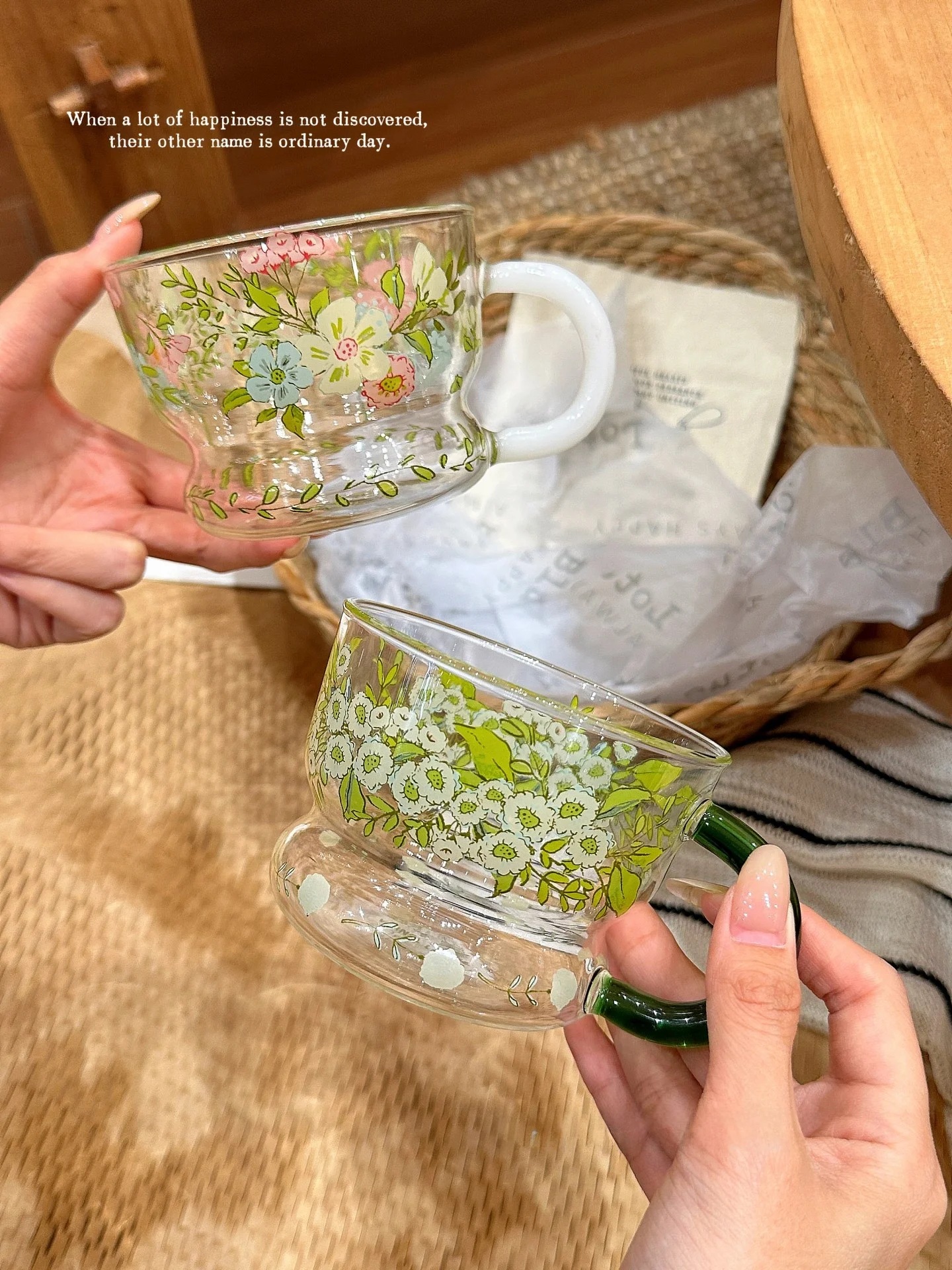 

Термостойкая стеклянная кружка из высококачественного боросиликатного стекла с ручкой, для напитков, зеленого цвета, бренд Blue Lotus, цилиндрической формы