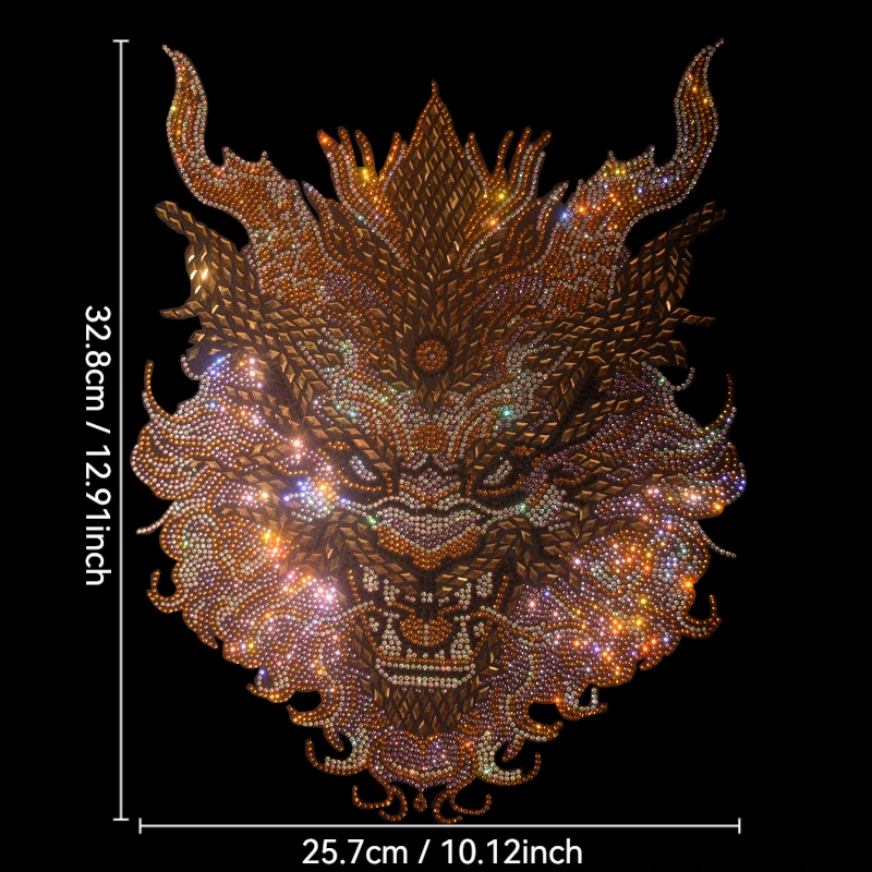 DIY Rhinestone Iron On Heat Transfer Patch, Dragon Head & Cool Tiger Bling Crystal Sticker For Clothing DIY Decor