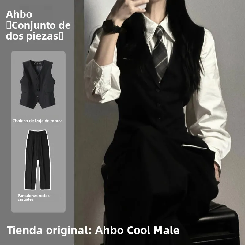 Traje de chaleco negro para hombre, corte ajustado, para primavera y otoño, sensación de alta gama, ropa exterior para ceremo...