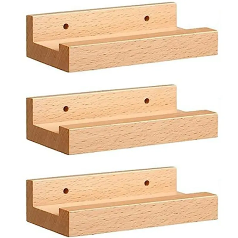 B08B-LP Album Holder-For 12-Inch Vinyl Record Display Shelf-Wall Mountable Wooden Storage Rack(6Pcs)