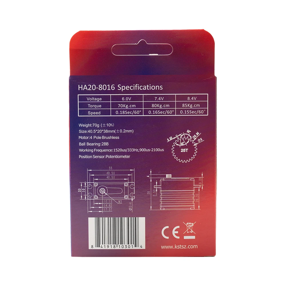 KST HA20-8016 85Kgf.cm 0,15 Sek./60 ° Extrem drehmomentstarker bürstenloser Standardservo für große RC-Flugzeuge – Detail 10