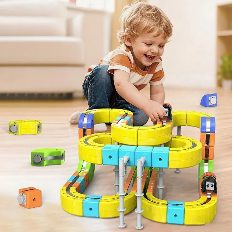 Elektromagnetyczny pociąg na szynach Montessori Zabawka DIY Magnetyczna konstrukcja szynowa Rozwój mózgu Zestaw edukacyjny Prezent świąteczny dla dzieci