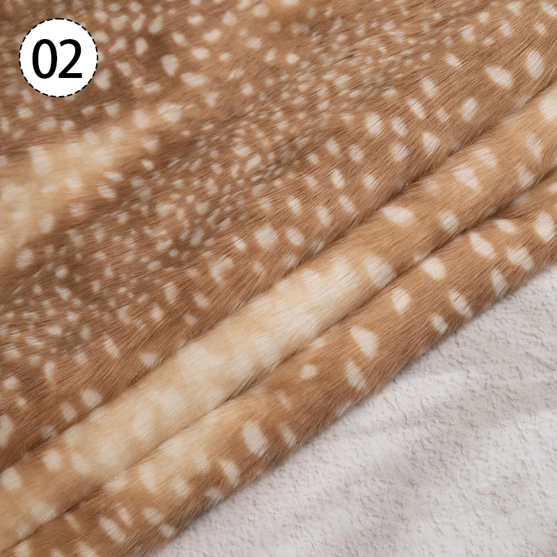 

50x170cm Deer Print Short Plush Artificial Fur Fabric Performance Costumes Fur Animal Clothing Carpet DIY Sewing Fabric