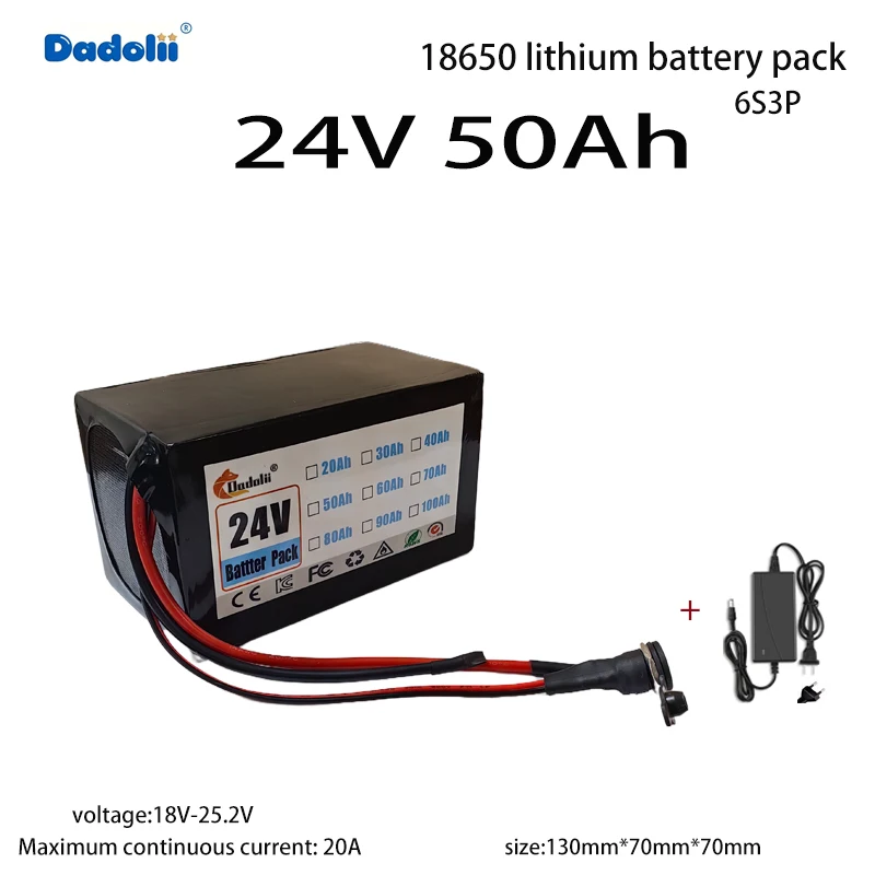 6S3P 25,2 V 50 Ah Lithium-Akku mit brandneuen Batteriezellen, langer Produktionslebensdauer, kontinuierliche Entladung, 20 A echte Kapazität