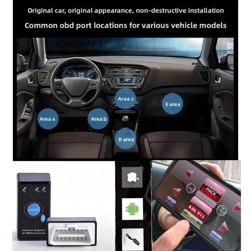 Bluetooth OBD2 Car Engine Sound Emulator Compatible with RevHeadz App