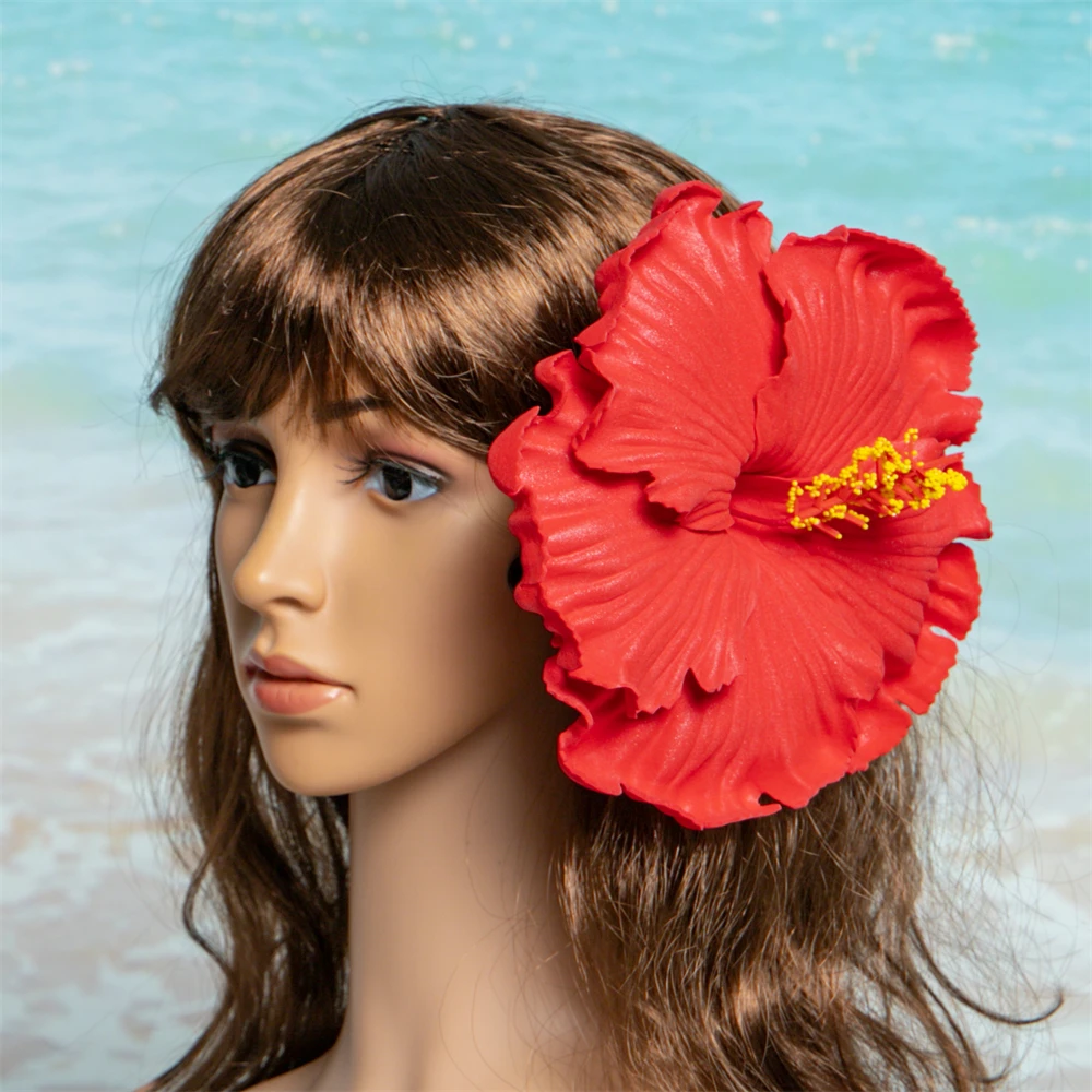 

10 шт., искусственная пена 18 см, гибискус, гавайский ушной цветок, выбор для волос для украшения на годовщину свадьбы и помолвку