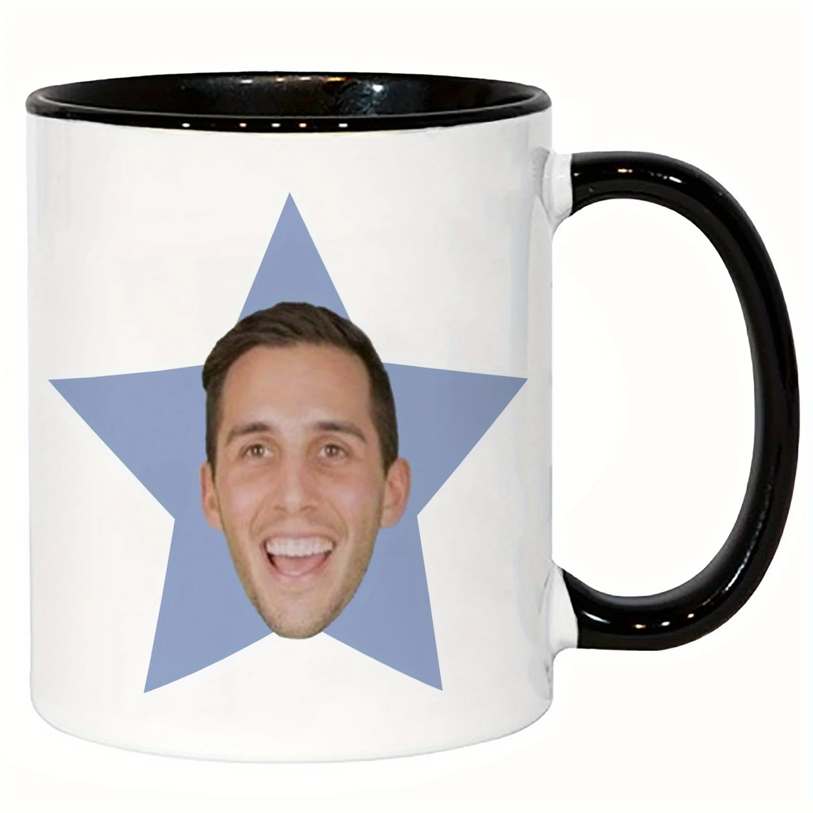 Personalized Photo Mug Custom Ceramic Coffee Cup Reusable Gift for Colleague Christmas Star Design