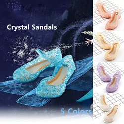 Elsa Princess Crystal Shoes for Girls 2024 New Fashion Kids Birthday Casual Sandals Shoes Baby Wedding Party Shoes