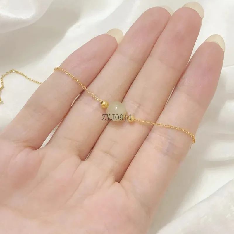 Bracciale in argento 925 con giada Hetian, gioielli in argento sterling Guochao, regalo di gioielli retrò premium cinese