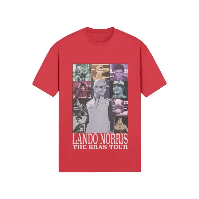 2025 صيف جديد لاندو نوريس ميرش تي شيرت الشارع الشهير الهيب هوب تي شيرت تقليدي F1 سباق تي شيرت الرجال النساء قصيرة الأكمام العصرية