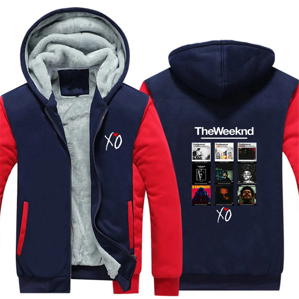 2026 Autumn Winter The Weeknd Album Cover Graphic Men's New Thicken Sweatshirt Full Zipper Jacket Fleece Warm Comfortable Hoodie