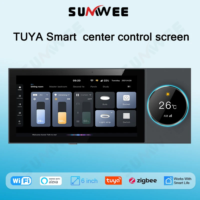 TUYA smart home Center Knob control panel system audio wall amplifier built-in ZigBee gateway Android 8.1 RJ45 WIFI music player