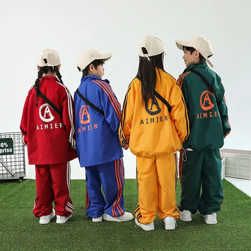 Kids Hip Hop Costume Boys Jazz Dance Clothes Coffee Denim Vest Pants Girls Modern Dance Performance Wear Concert Outfits