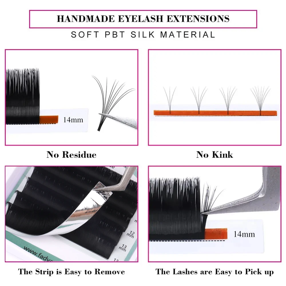 Fadvan Easy Fan Lashes Extension DIY Russia Volume Faux Mink 1 Second Blooming Eyelash Extensions Dense Auto Fan Makeup Lashes