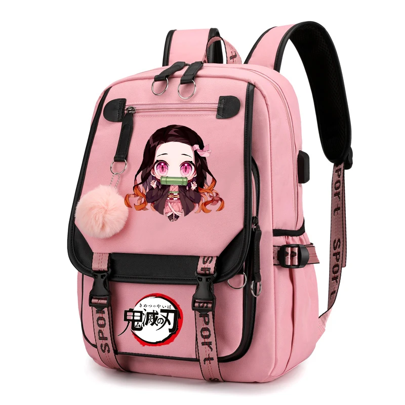 

Demon Slayer Backpack Teenage Girls Laptop Rucksack Student Canvas School Bags Kimetsu no Yaiba Nezuko Schoolbag Fashion Mochila