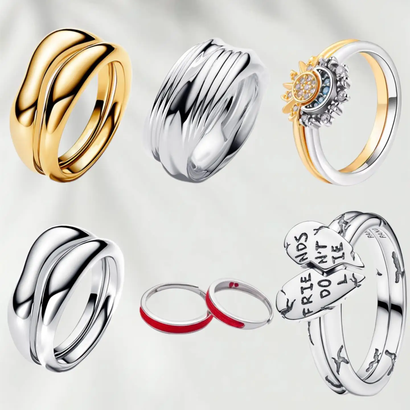 

New 925 Silver Sun Moon Couple Ring Set Sky Blue Sparkling Cubic Zirconia Rings Promise Fine Jewelry Gifts for Valentines Day